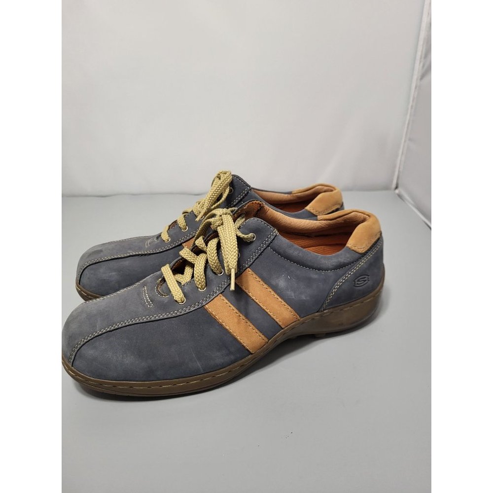 Skechers Critics Men's Blue Tan Striped Leather Oxford Shoes, 10 - SN 60043 - Picture 3 of 7